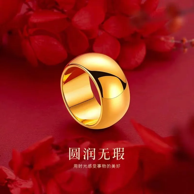 QEENKISS Gold Shiny 12N Ring For Women Men Couple Lovers Wedding Valentine Day Party Birthday Christmas Bride Groom Gifts RG5192