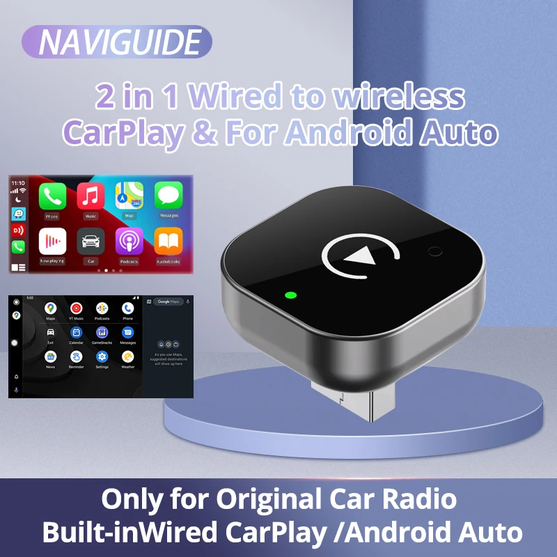 

2in1 Wireless CarPlay Dongle Wireless Android Auto Adapter AI Smart Box For Car With Wired CarPlay Car Intelligent Systems