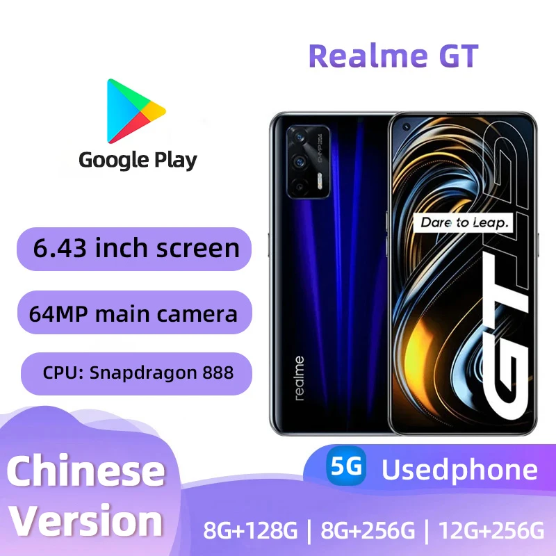 Realme GT 5G Android 6.5 inch Screen 64MP Camera 4500 Battery in Good Condition Unlocked used phone