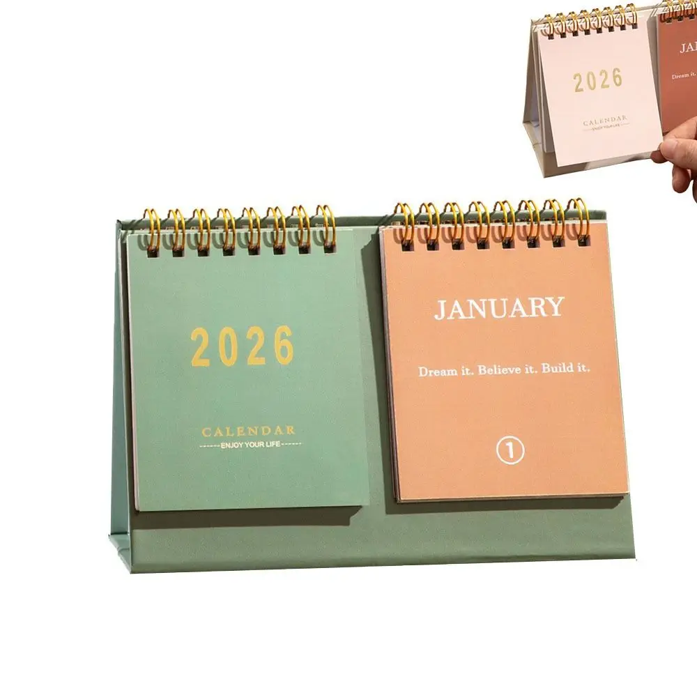 

Simple Coil 2026 Desk Calendar Double Row Portable Schedule Planner Desktop Decoration Daily Planner Gifts