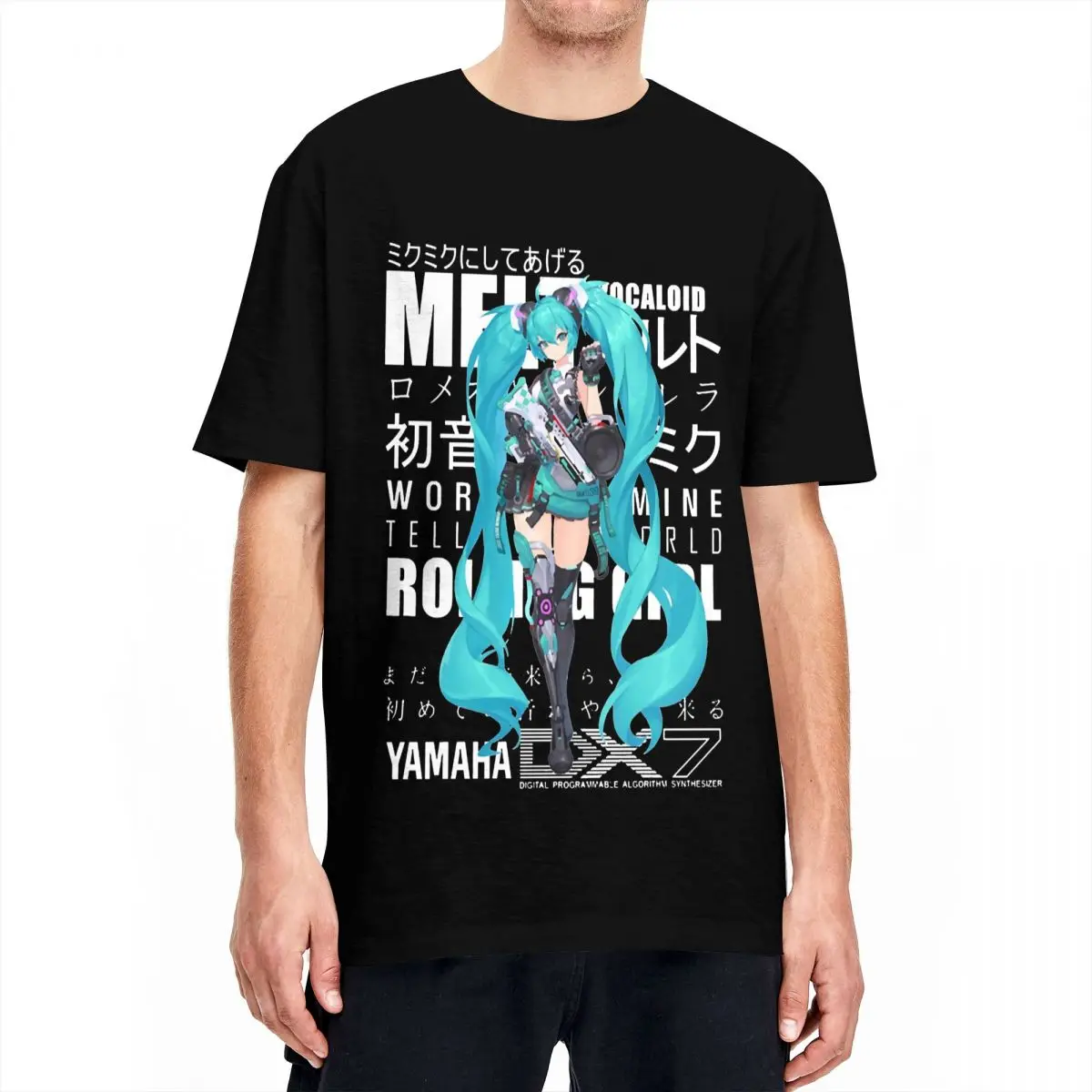 Hatsune Miku Vocaloid Girl T-Shirt For Men Women Cotton Tops Shirts Harajuku Round Neck Short Sleeve