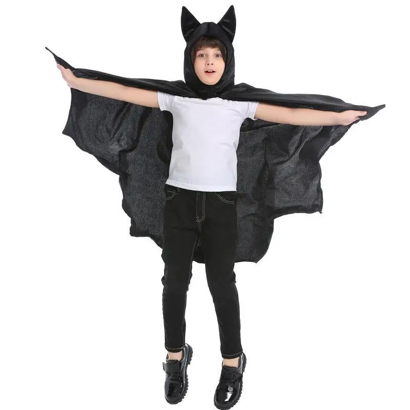 Fantasia infantil de animal, cosplay, morcego, furador com capuz, capa bla, roupa com capuz, design de morcego assustador, poliéster
