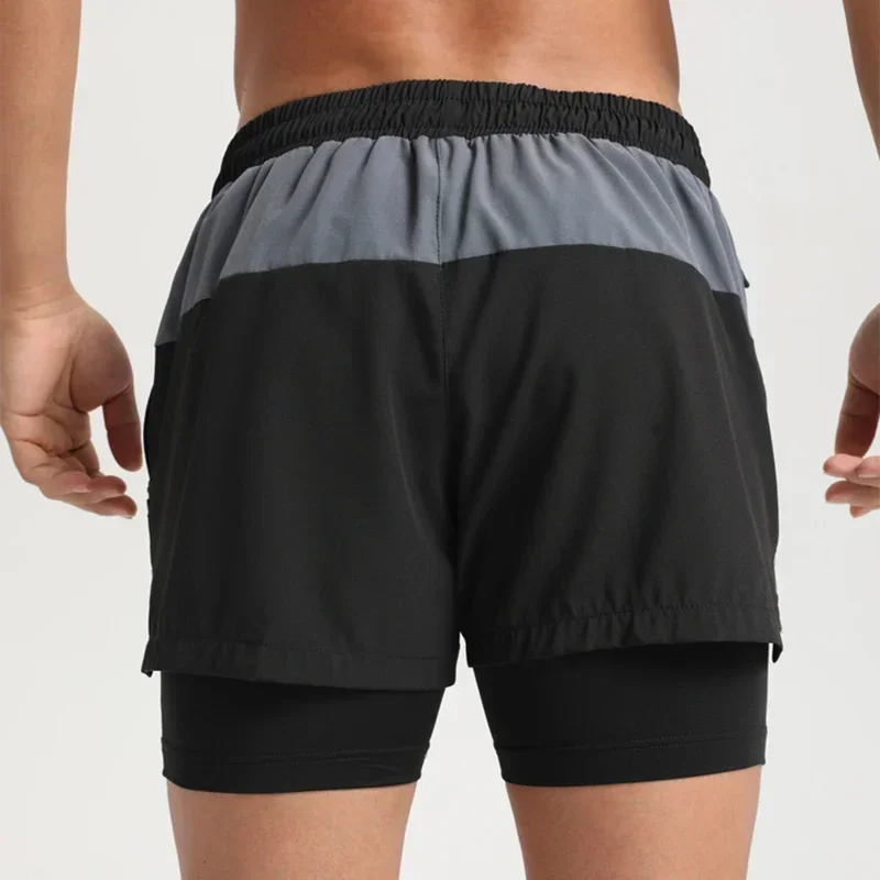 Men 2 in 1 Double-deck Quick Dry Beach Casual Shorts Fitness Jogging Workout Sports Short Marathon Basketball Running Pants