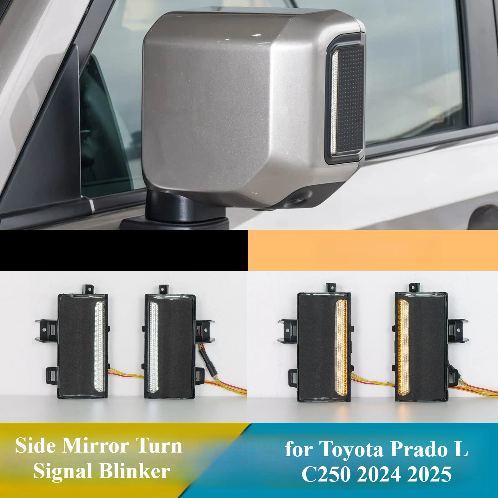 

Для Toyota Land Cruiser Prado LC250 2024 2025 2 шт. светодиодные дневные ходовые огни боковое зеркало указатель поворота мигалка DRL стоп-сигнал