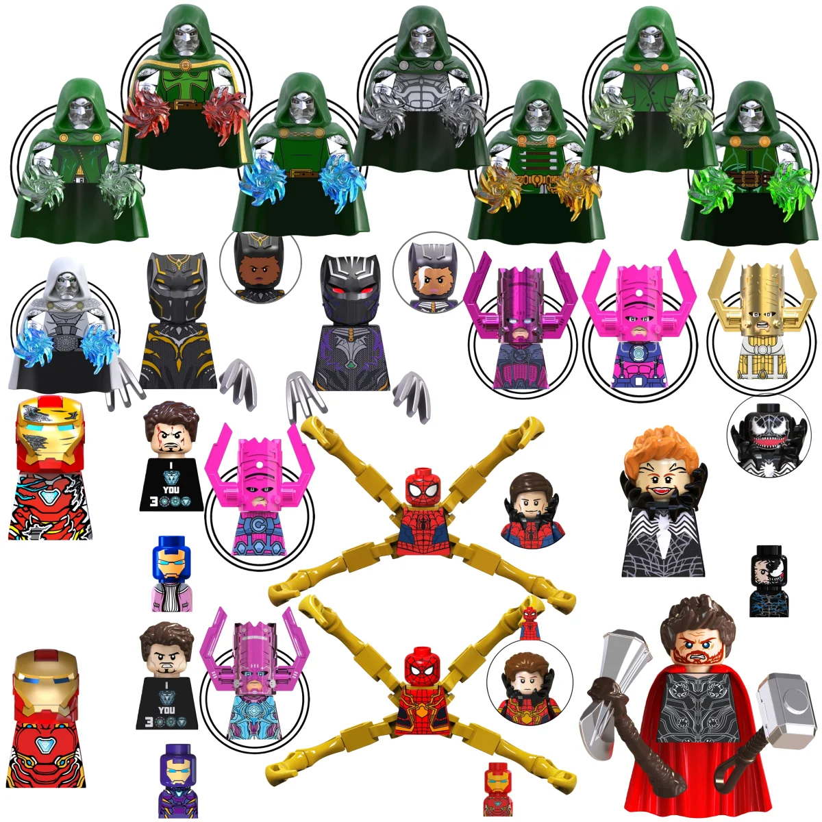 

Слепая коробка, мини-строительные блоки, TV6202, фигурки, большой гоблин, Человек-паук, Железный человек, Веном, Капитан, Ястреб, Дэдпул, доспехи, Рождественский подарок, игрушка