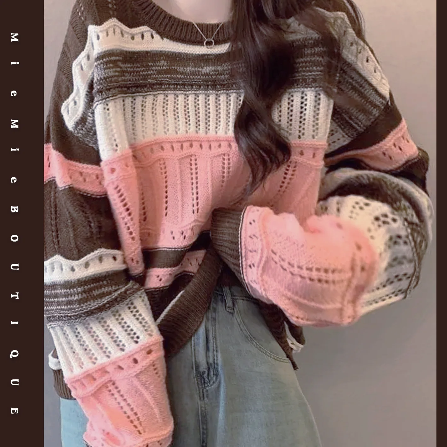 

Мягкий вязаный полосатый цветной свитер Blo, удобная одежда, круглый Ne Long Sve, обычный, тонкий, осенне-зимний, женская мода