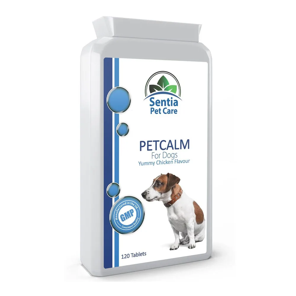 

PETCALM Sentia Pet Care For Dogs, Yummy Chicken Flavour For dogs Calmer, Anxiety And Stress Relief from Loud Noises, 120tabs