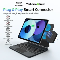 GOOJODOQ Smart Plug&Play Magic Keyboard Case for iPad Pro 11 2024 M4 iPad Air 4/5/6 Multi-touch Touchpad Smart Reverse charging