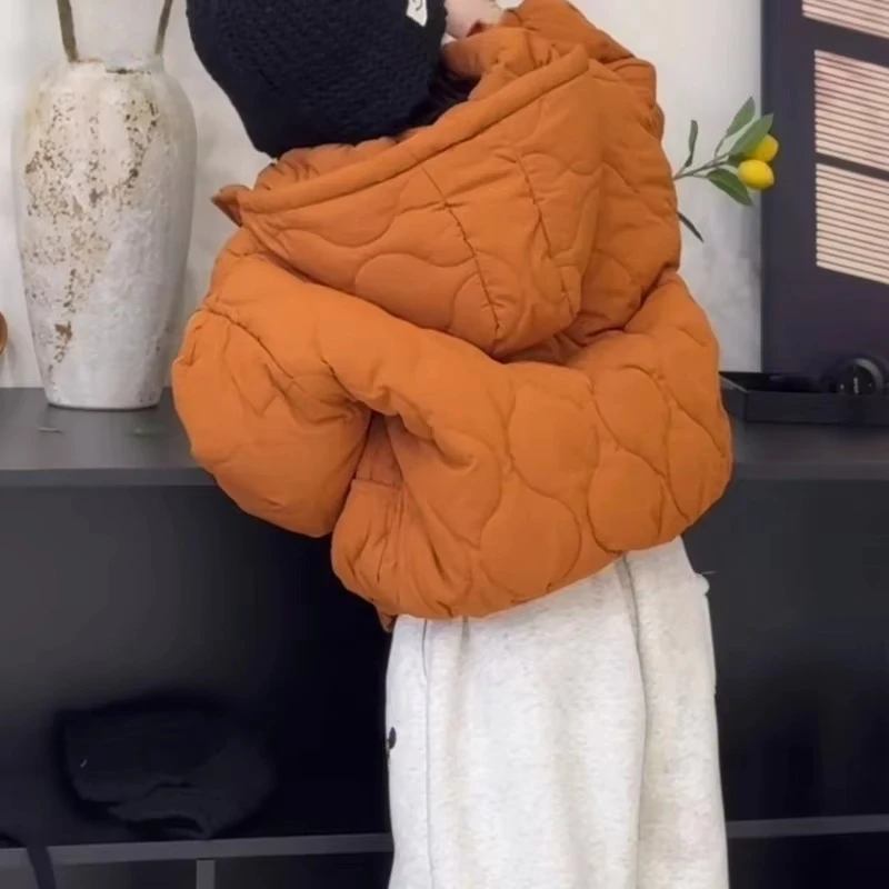 New Winter Cotton Clothes for Korean Girl's Hooded Bread Topcoat Children's Cotton Padded Jacket with Fleece Lining for Warmth