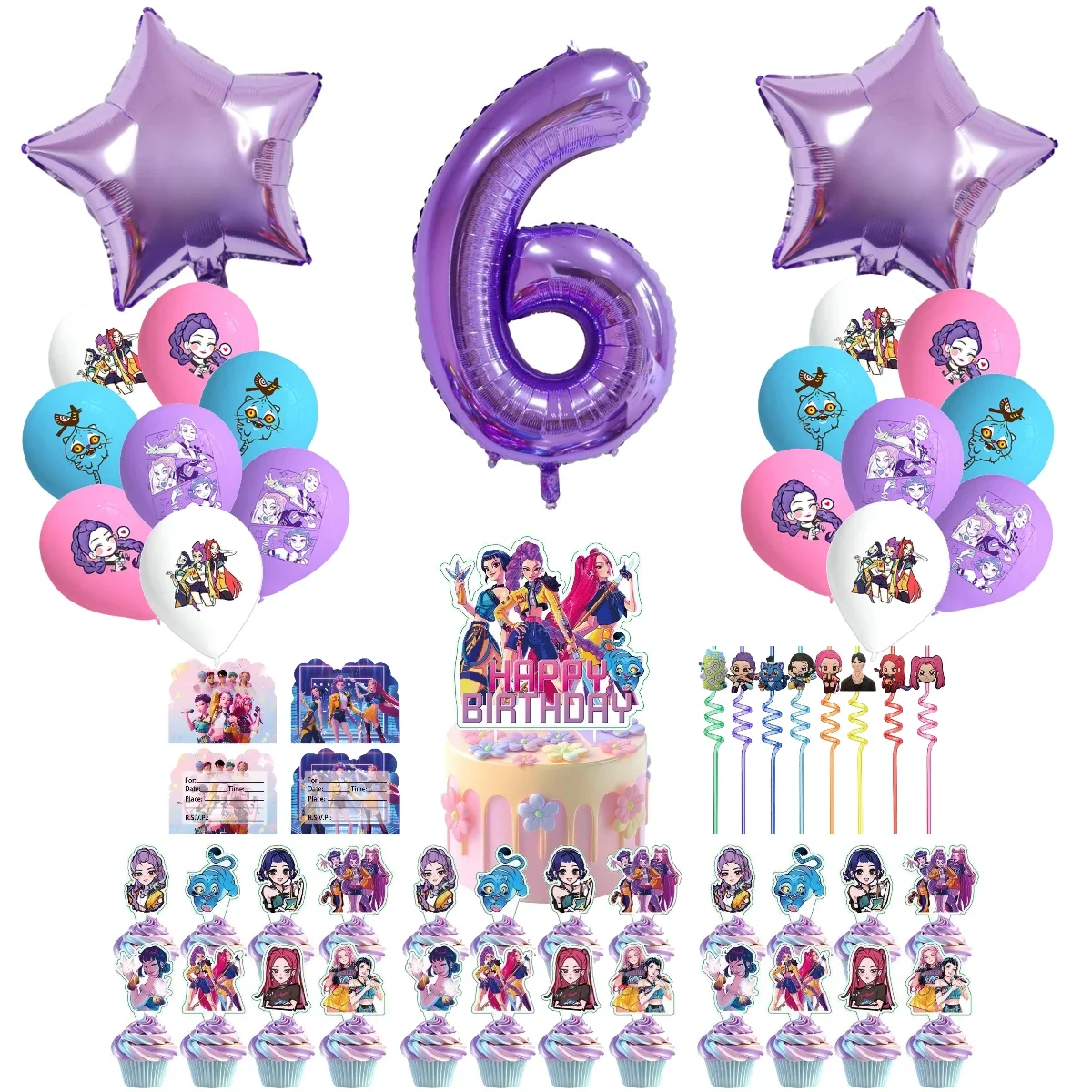 Girl Themed Mixed Cake Decor Accessory Set, Long-Lasting Decor Tools For Holiday Feast And Birthday Party Dessert Ornament Use
