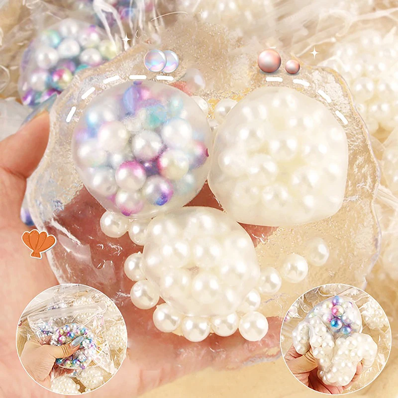 Fidget Squeeze Pearls Squeeze Fidget Toys Realistic Pearl Beads Anti-stress Mochi Ball Relieves Stress Make Sound Decompression