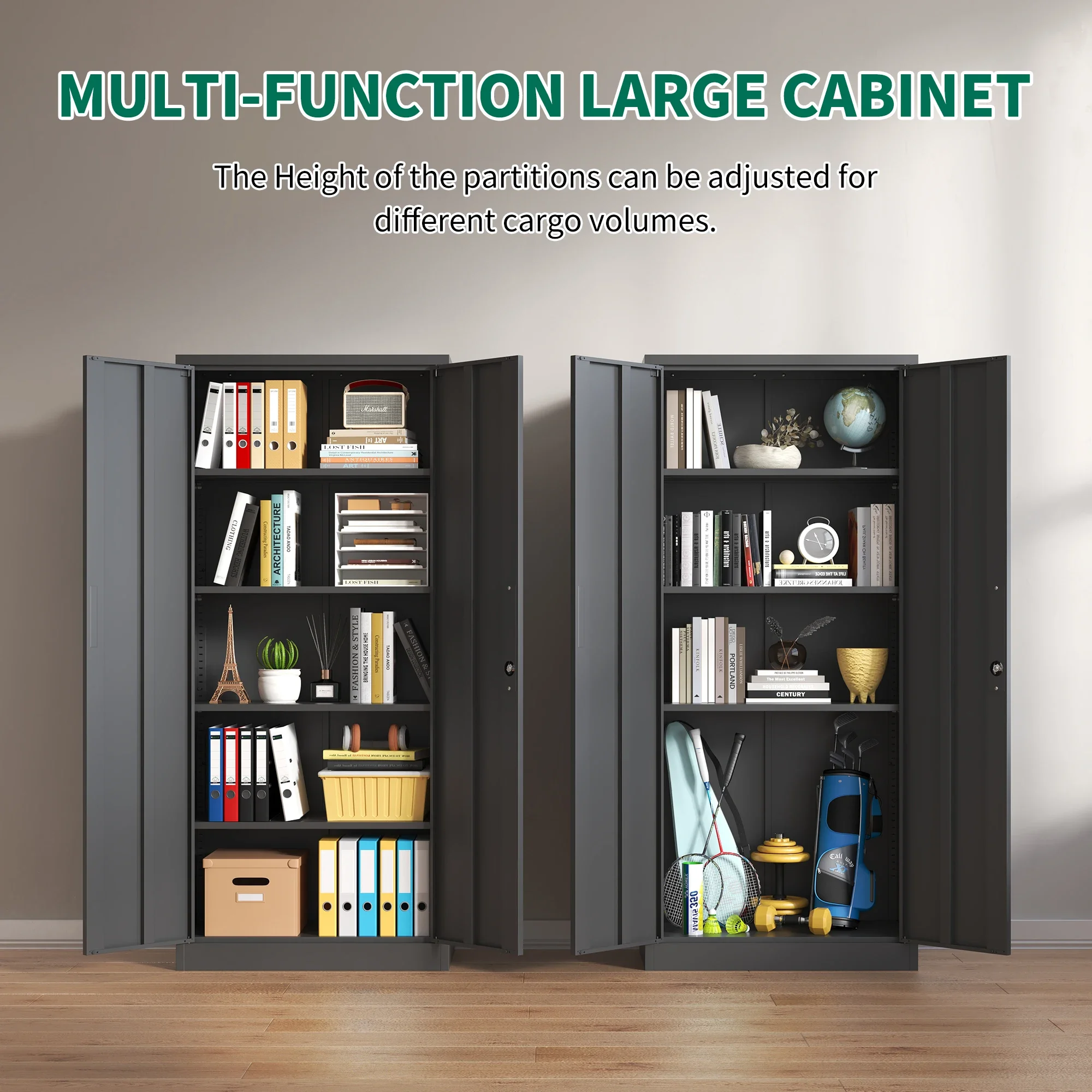 

Upgrading Locking System Storage Cabinet,Black Tool Steel Locking Cabinet with Doors and 4 Shelves,Easy Installation and Service
