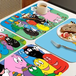 Cute Cartoon Les Barbapapa Family Kitchen Draining Mat Non-slip Drain Dish Mats Resistant Placemat Dinnerware Dustproof Pads
