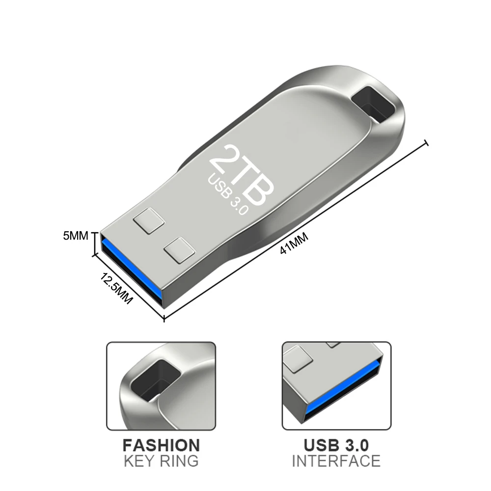 USB 3.0 High Speed Flash Drive Metal Pen Drive 2TB/1TB Waterproof Flash Disk Mini Memory Sticks Disk Pen Drive Type C Converter