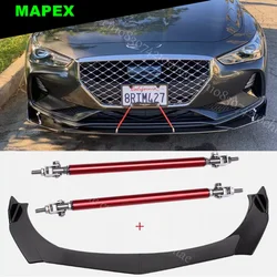 For Genesis G70 G80 G90 Carbon Fiber Look Front Bumper Lip Splitter + Strut Rods