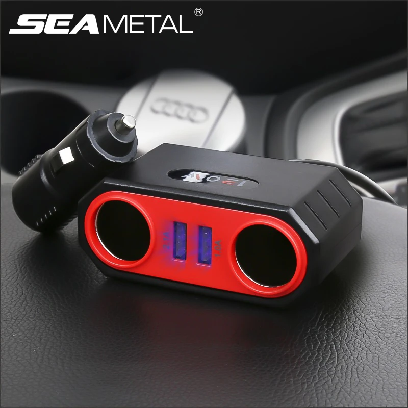 SEAMETAL 120W Car Charger 1m Cable Cigarette Lighter Socket 3.1A Dual USB Ports Quick Charge Phone Charger for Laptop Camera DVR