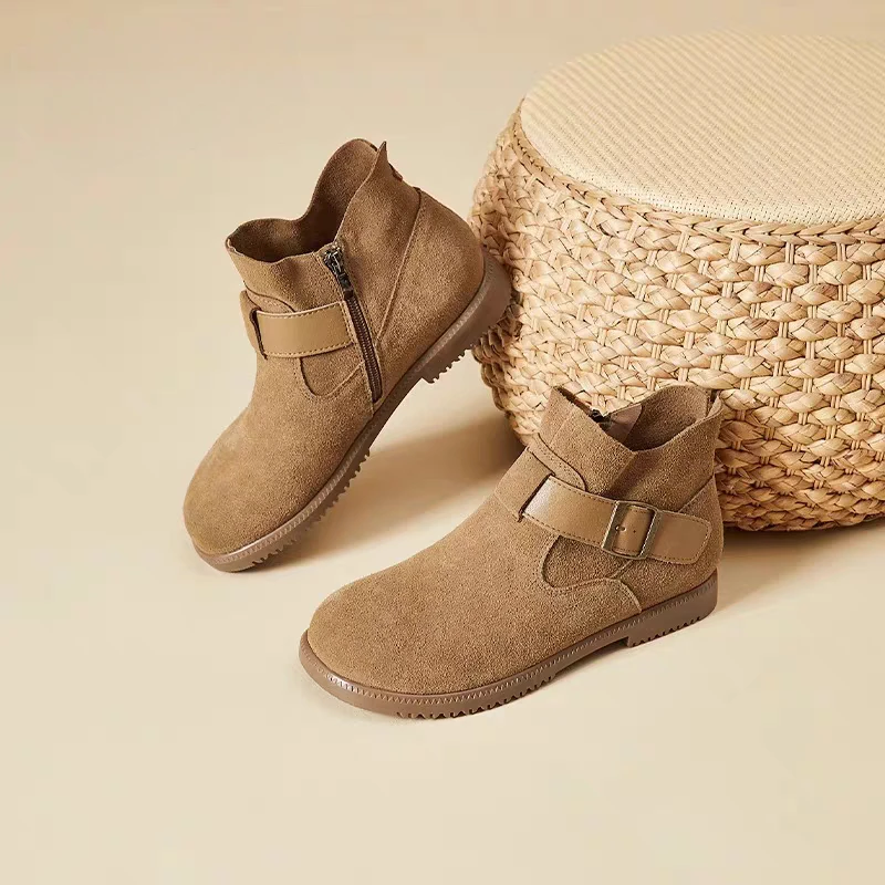 

2024 Winter Classic Boken Boots Cow Velvet Ankle Boots Simple and Comfortable Casual Boots for Women