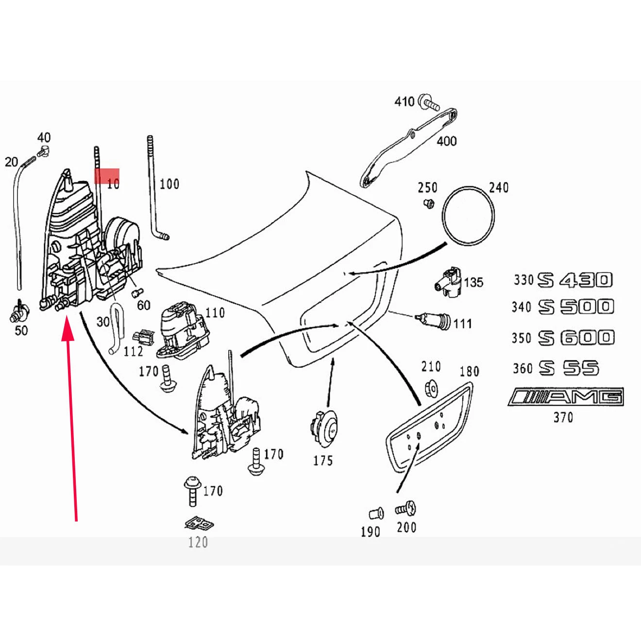 For Mercedes-Benz S-Class W220 2003-2005 OEM A2207500185 2207500185 Trunk Lid Latch Vacuum Actuator Assembly Used