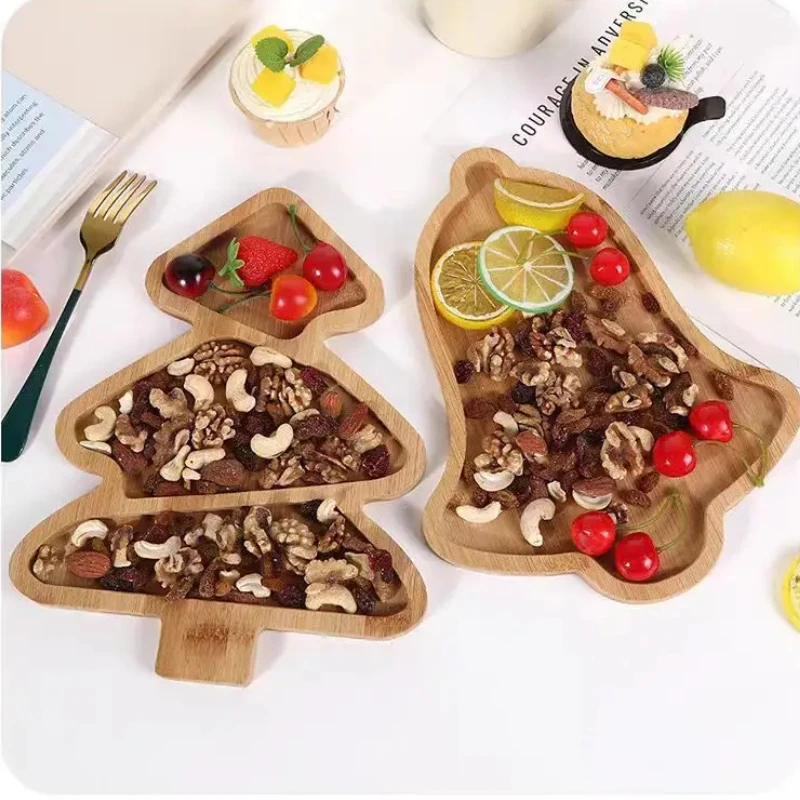 Santa Tree-Shaped Wood Tray Christmas Charcuterie Board Restaurant Dessert Board Food Appetizer Display Holiday Snack Platter