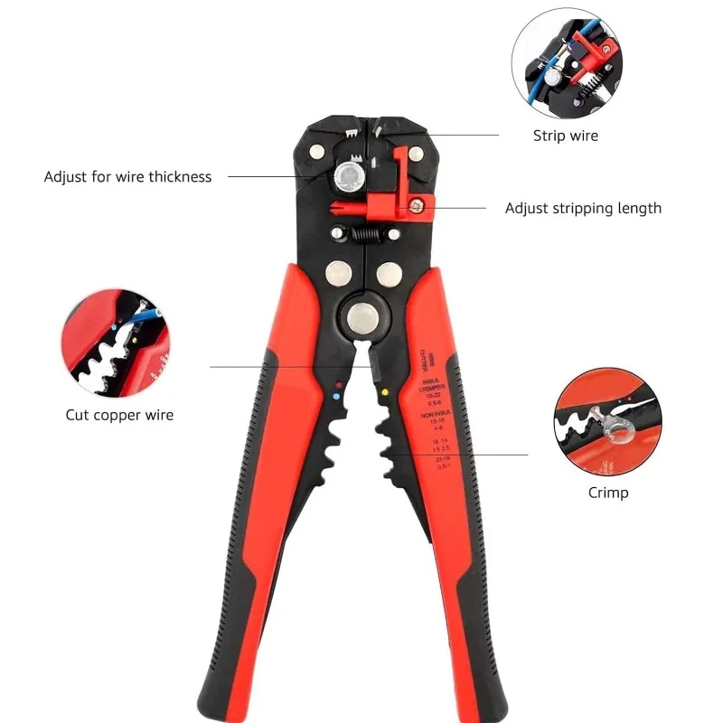 Self Adjusting Multifunctional Wire Stripper 5 In1 Stripping Cutter Crimping Cable Wire Electrician Repair Tools Sturdy Durable