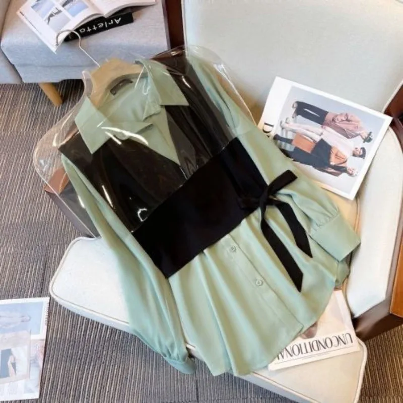 

Women's Autumn Clothing New Style Slim and Fashionable Single-breasted Shirt with Vest Commuting Two-piece Set