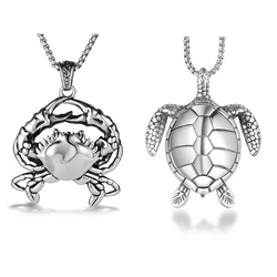 JHSL Male Men Animal Crab Turtle Pendant Necklace Silver Color 316 Stainless Steel Fashion Jewelry Dropship New Arrvial 2024