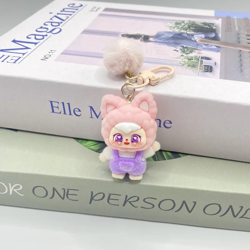 Flocking beckoning cat pear cute doll creative small gift keychain pendant desktop decoration cute ornament