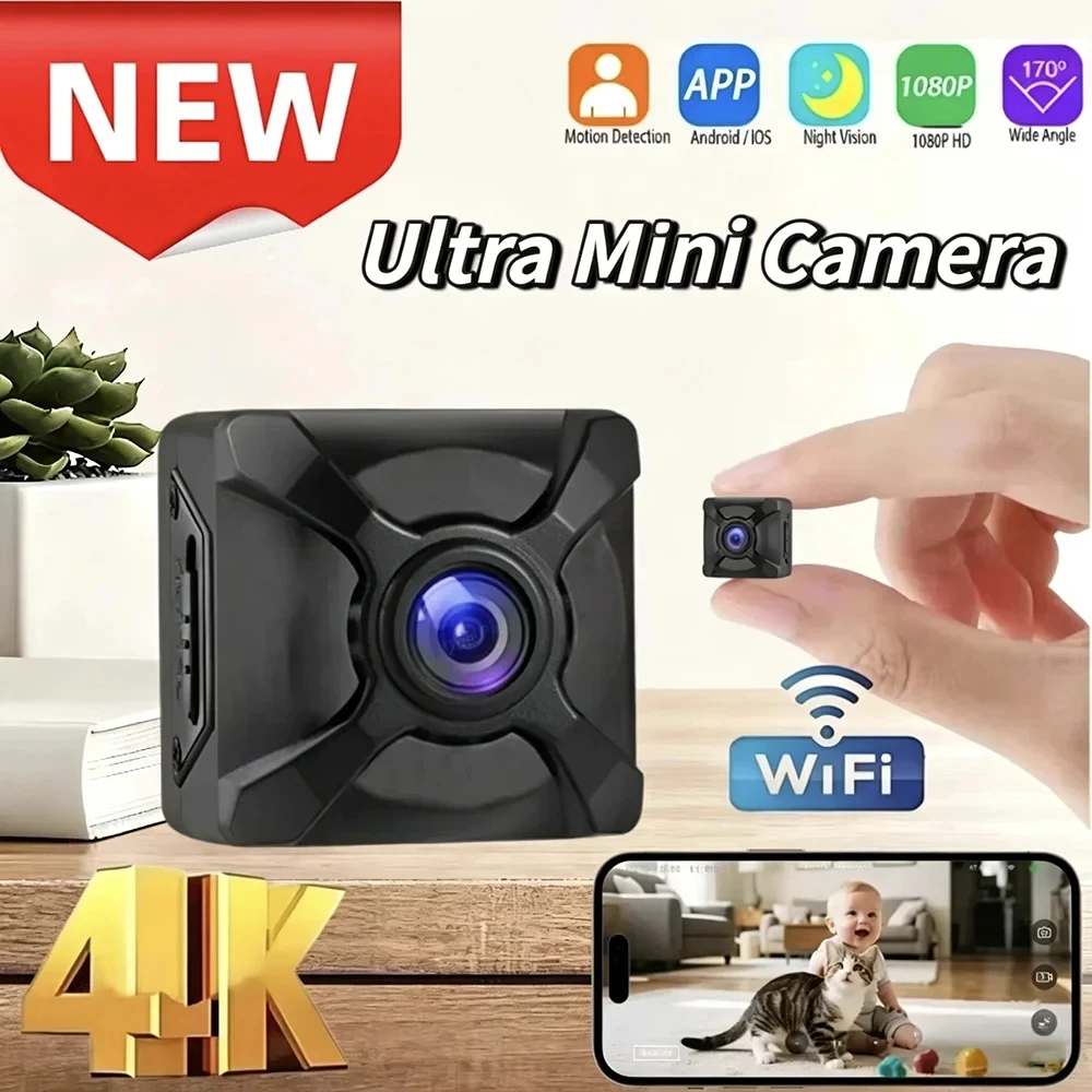 Mini Camera Wireless WiFi HD 4K Connection Phone Remote Plug in Free Monitor Night Vision Micro Camera Security Home Defense New
