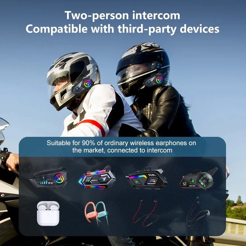 P30 Motorcycle Helmet Intercom Bluetooth6.0 Headset Waterproof 300m Intercomunicador Speaker Wireless Handsfree Interphone