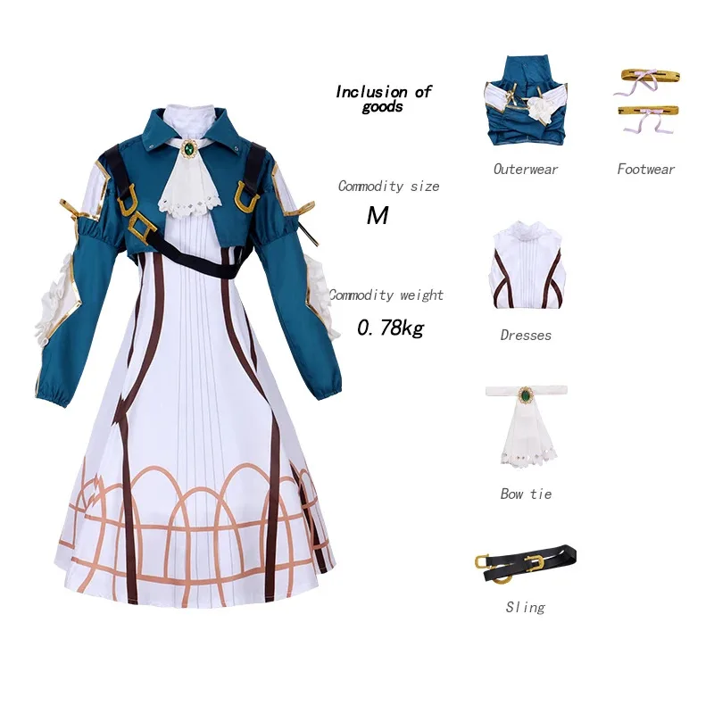 

Evergarden Costume Anime Cosplay Violet Luxury Halloween Suit Outfits Coat+Dress+Gema;2,c'4,h.