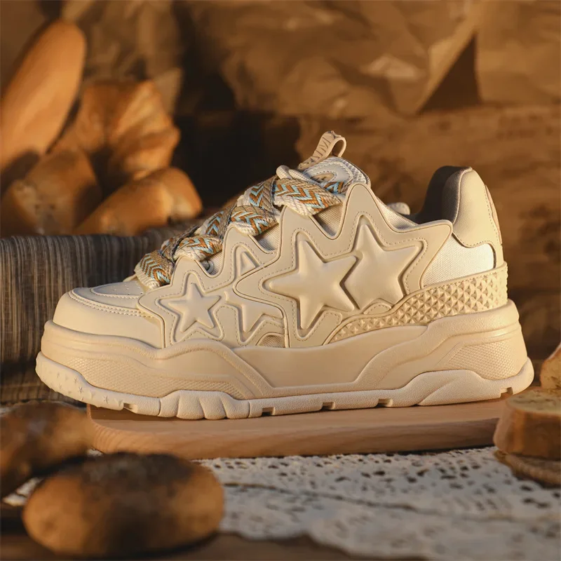 Buty damskie dla mężczyzn tenis Retro Y2K Cream Star Punk buty deskorolkowe męskie modne trampki na platformie sportowe obuwie