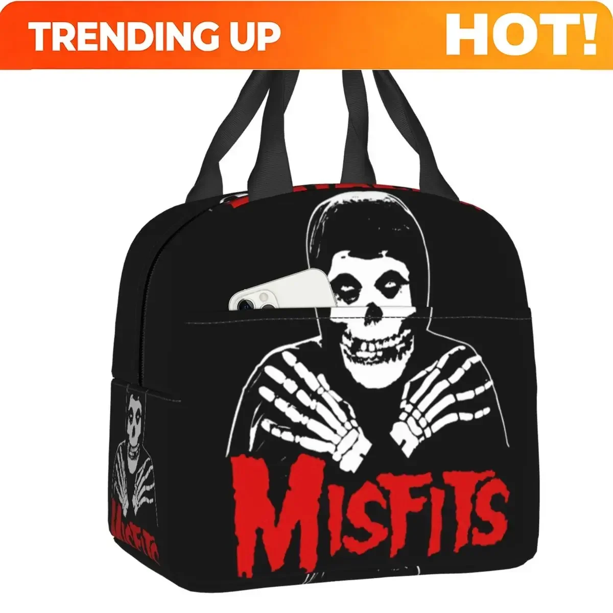 Custom Bag Custom Custom Misfits Horror Punk Rock Band Lunch Bag Men Women Thermal Cooler Insulated Lunch Box For Adult Office