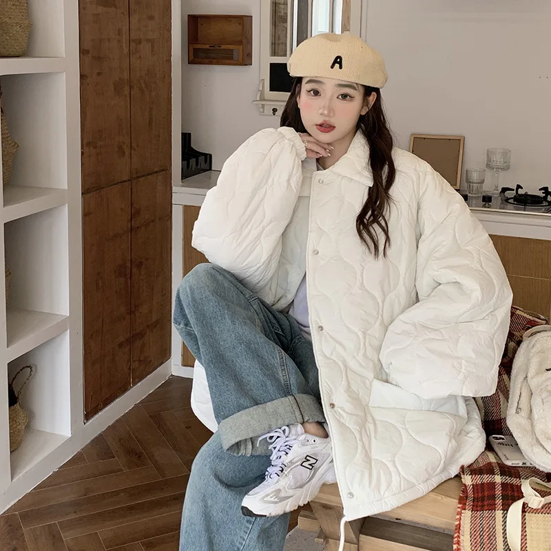 

Women's Diamond Pattern Cotton Jaet Winter Thiened Loose Long Sle Korean Sle Knitted Faion Streetwear 2023