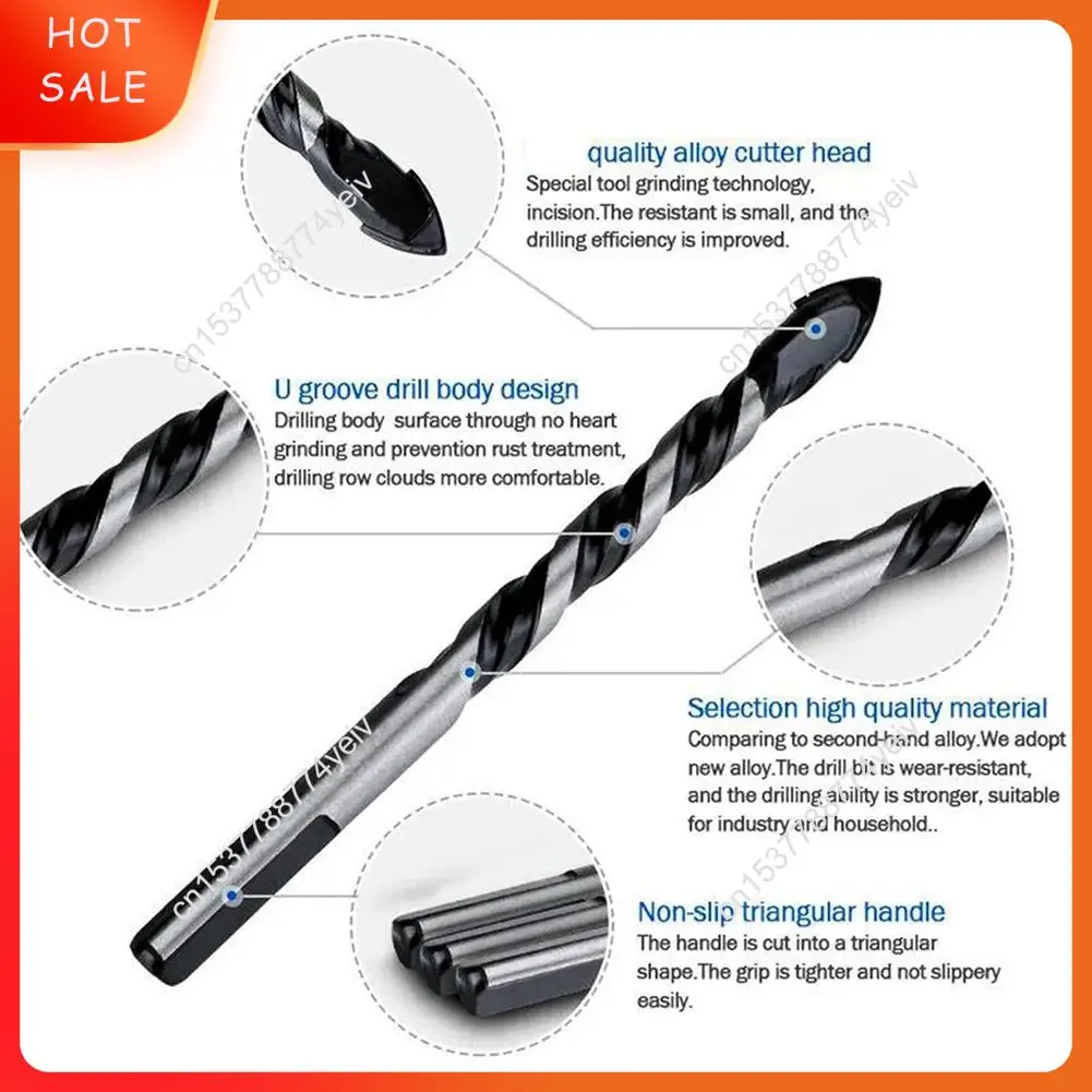 Masonry Drill Bit Set For Glass/Tile/Plastic/Wood/Concrete/Cement/Metal, Professional Carbide Drill Bits,Set (1/8-1/2In) A62X