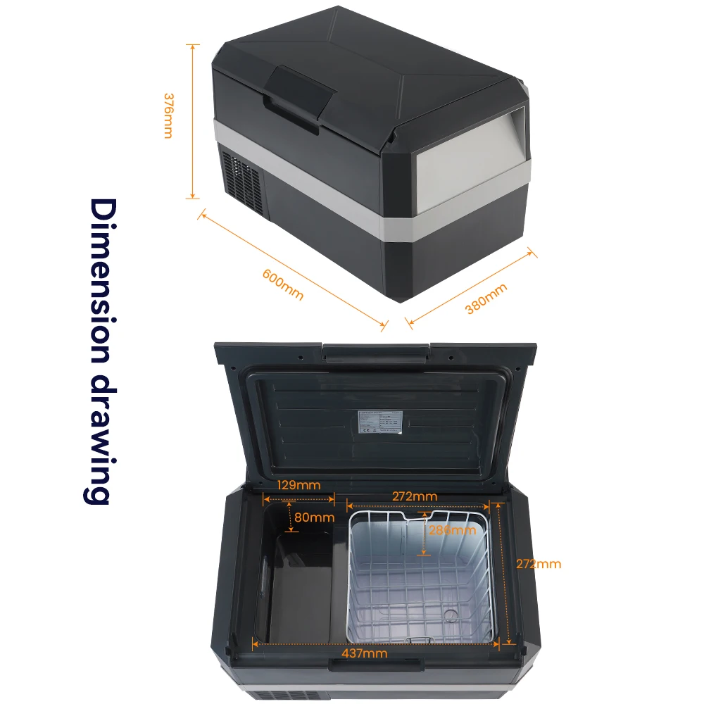 28L Mini Car Fridge 12V 24V DC Small Compressor Refrigerator for SUV Anti Vibration Low Power