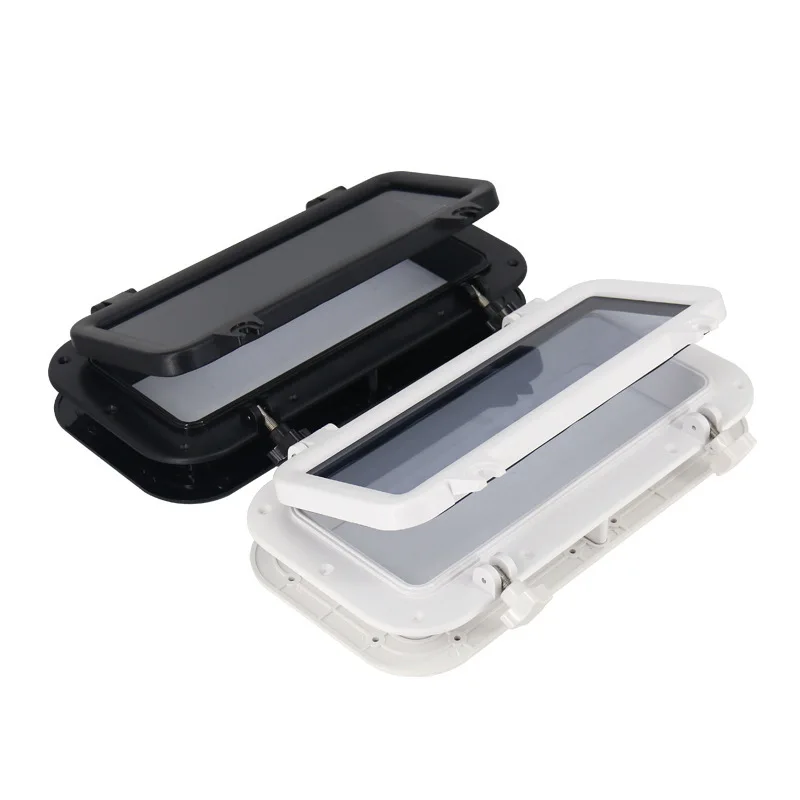 

Rectangular 40x20 ABS Plastic Boat Porthole Window Tempered Glass Watertight Hatch Yacht RV Marine Vessel Black White Accessory
