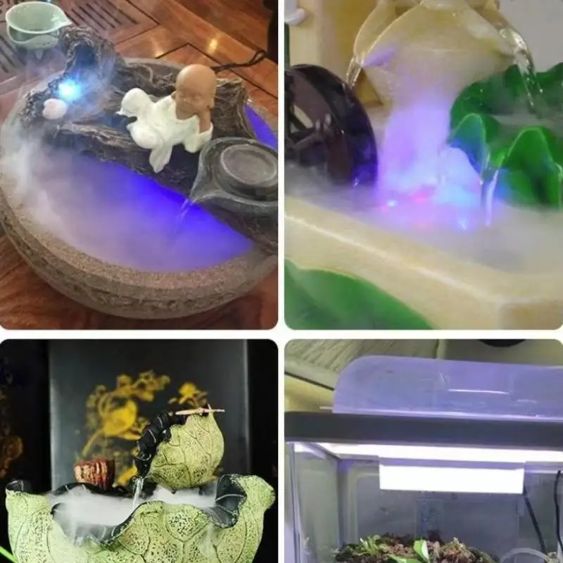 1Pc 5V USB Mist Maker Fogger Nebulizer Water Fountain Fish Tank Pond Garden Decoration Atomizer Head With 4 LED Colorful Lights