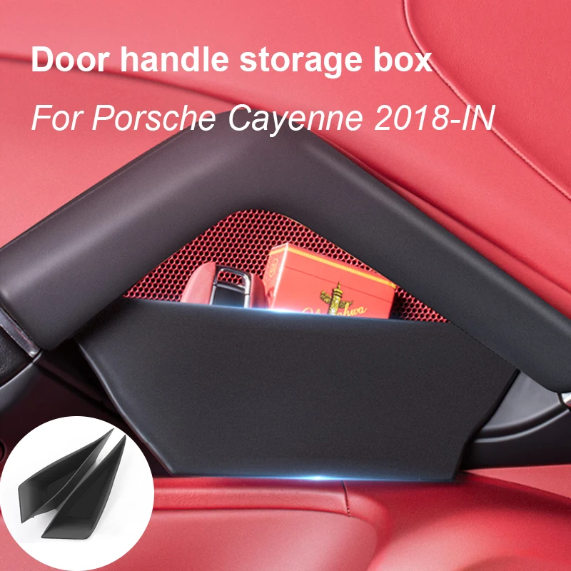 

For Porsche Cayenne Macan Car Door Handle Storage Box Front Rear Door Organizer Keys Phone Holder LHD Auto Interior Accessories