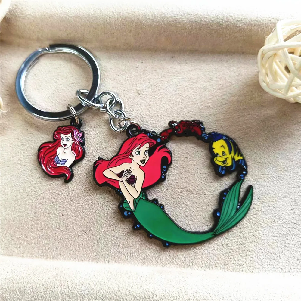 Disney A Pequena Sereia Princesa Anime Cartoon Metal Keychain, Presentes para Mulher