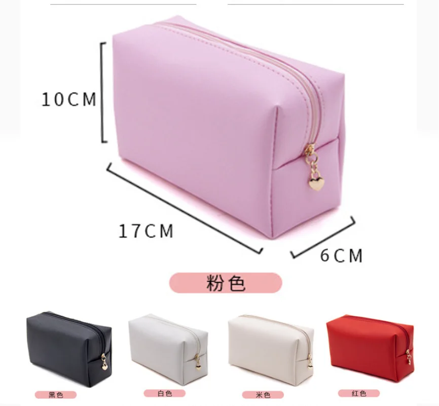 Makeup Bag Private Label Portable Travel Cosmetic Solid Color Zipper Toiletry Bag Washing Pouch Storage Bags Wholesale 10pcs