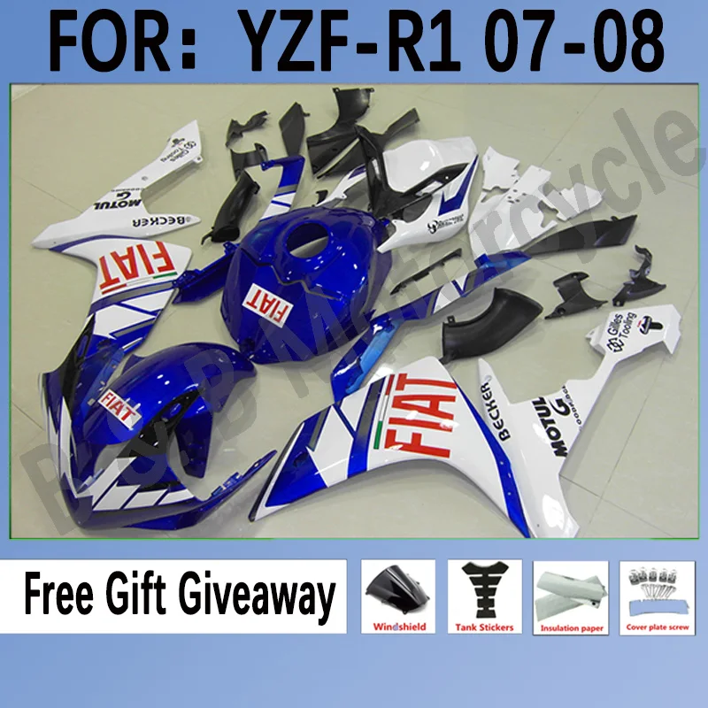 

Для Yamaha YZF R1 2007 2008, комплект кузова мотоцикла, популярные товары, комплекты для изменения цвета корпуса, стильный обтекатель, белый, синий