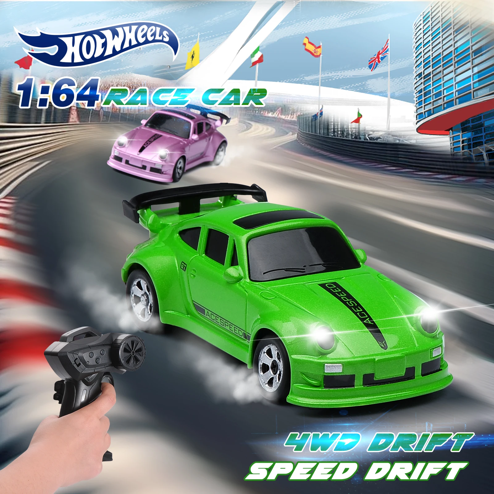 

1/64 RC Car Four-Wheel Drive Remote Control Desktop Stunt Car Full Proportions Mini Racing Drift Car Toy Model Boy Gift