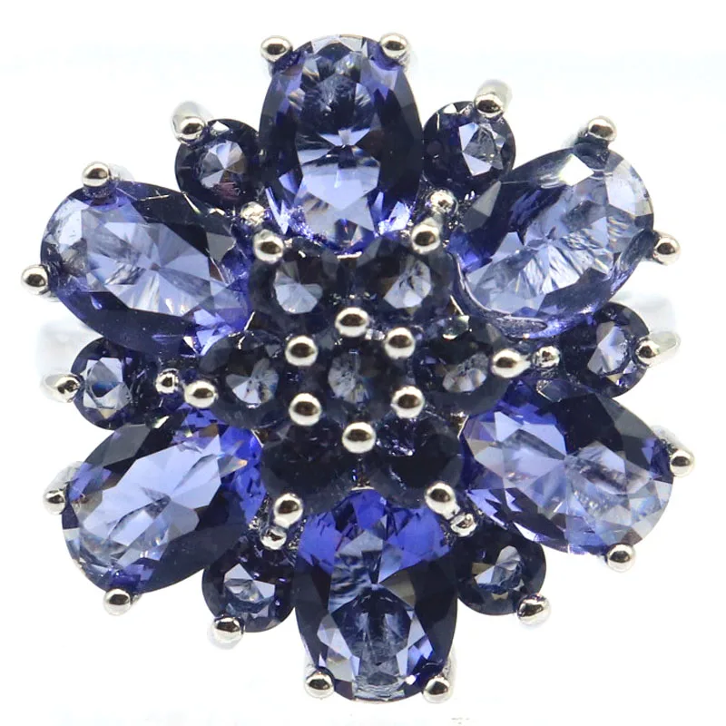 

SheCrown 20x19mm Orange Spessartine Garnet London Blue Topaz Smokey Topaz New Stone Iolite Silver Rings