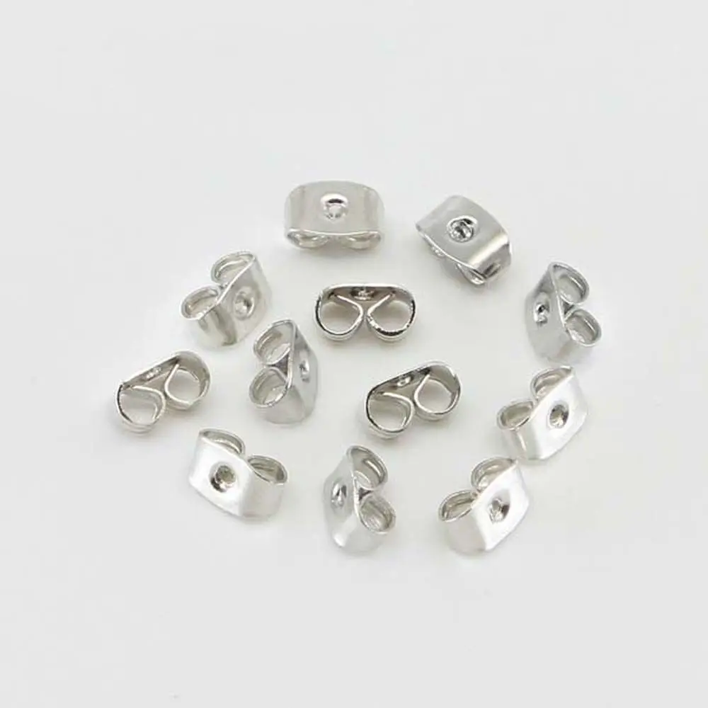 100pcs Tone Ear Stud Butterfly Jewelry Findings Back Stoppers Jewelry Making Supplies Earrings Back Earring Blocked Ear Stopper