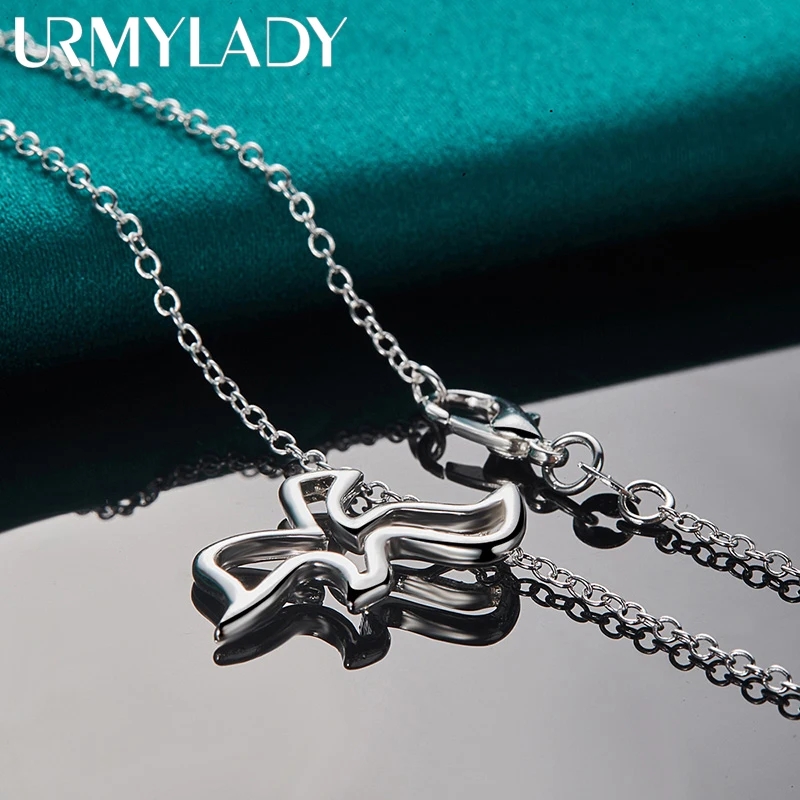 URMYLADY 925 Sterling Silver Bird Magpie 18 Inch Pendant Necklace For Women Wedding Engagement Jewelry