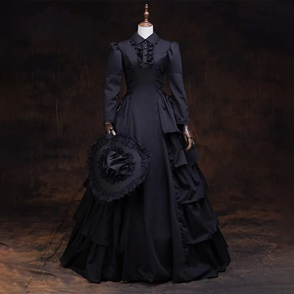 Steampunk خمر المرأة القرون الوسطى اللباس القوطية سيدة مصاص دماء الدانتيل كم هالوين زي بالجملة