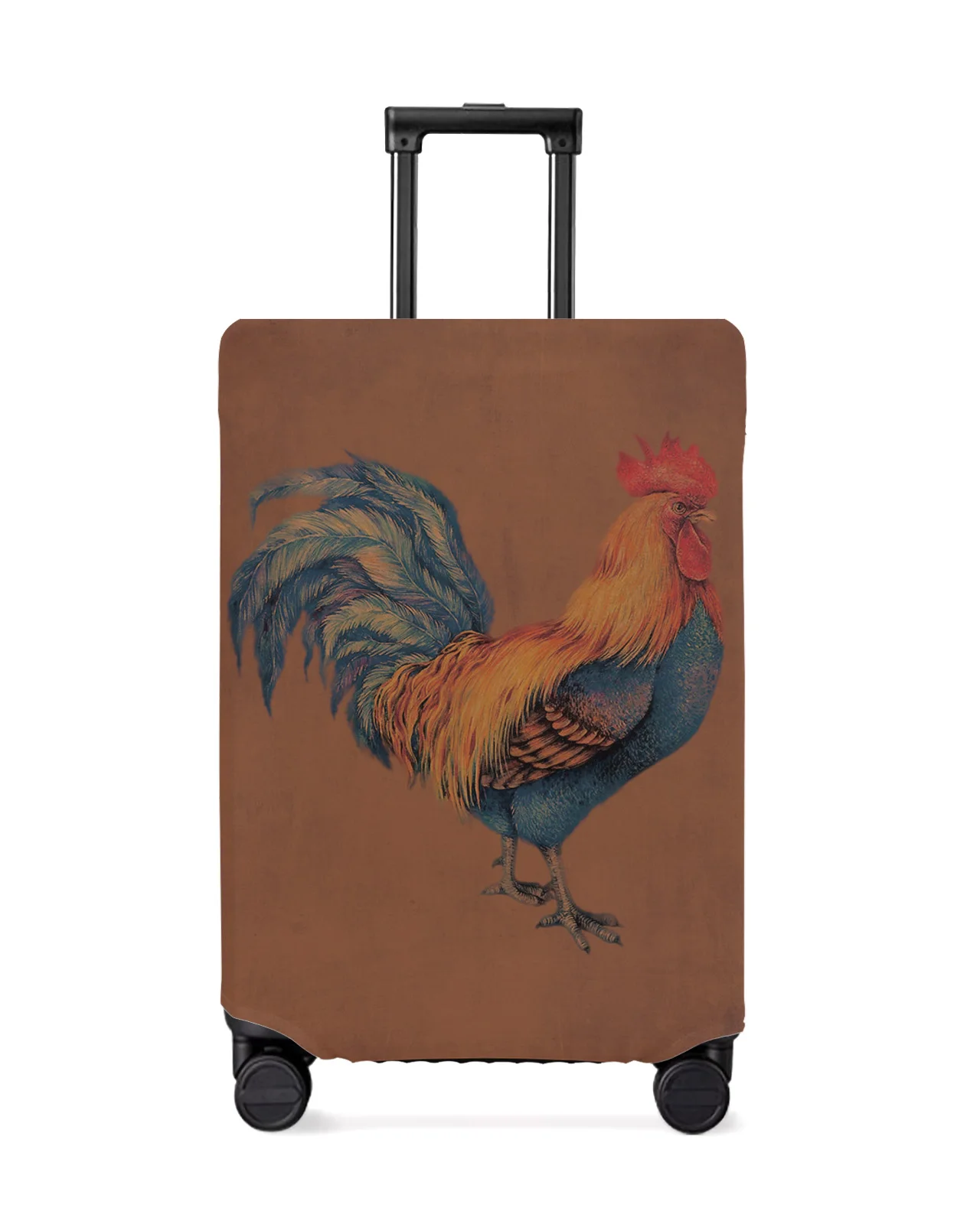 

Farm Animal Rooster Retro Plaid Travel Luggage Protective Cover for Travel Accessories Suitcase Elastic Dust Case Protect Sleeve