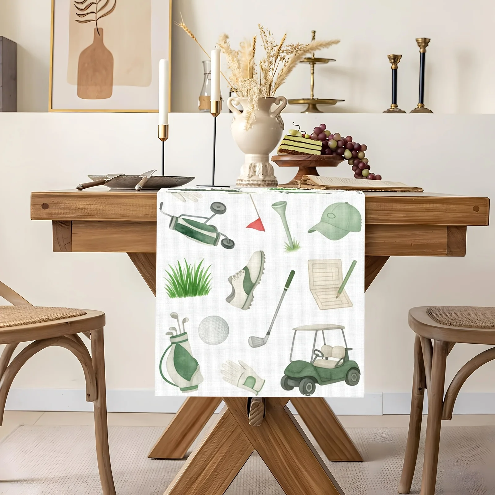 1 Piece of Golf-Themed Table Runner, Suitable for Farmhouse Settings, Indoor Use, Kitchens, Celebrations, Table Decorations, Restaurant and Banquet Decoration Supplies