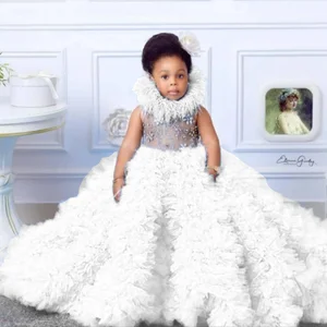 Schlafloses Kleid mit Fransen für Floristen, Blau, Perlen, elegant, erste Kommunion, Geburtstagsfeier, Hochzeit, Sohn 10 Hauptverkaufskleid Babado Party - №4