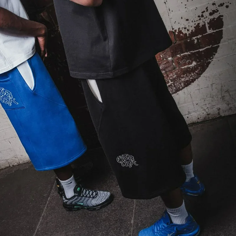 Y2k الأمريكية الرجعية المطرزة نمط الهيب هوب سراويل تقليدية فضفاضة الرجال والنساء الصيف الشارع الشهير تقسم السراويل المتضخم #2